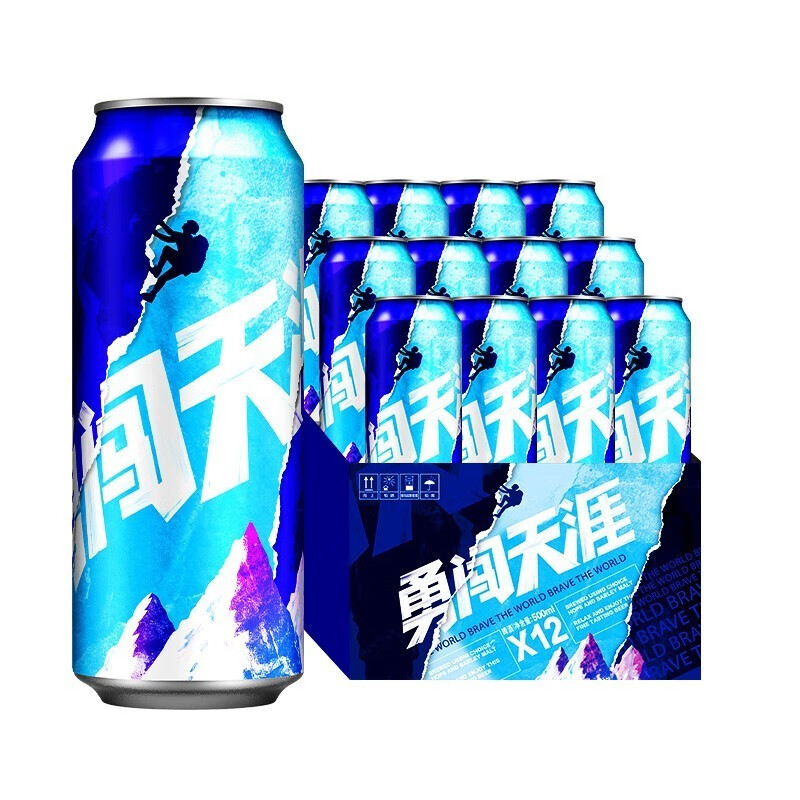 SNOWBEER 雪花 啤酒 勇闯天涯系列 整箱装 勇闯天涯8度 500mL 12罐 37.5元