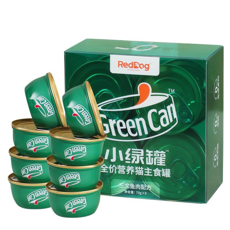 88VIP：RedDog 红狗 小绿罐全价猫主食罐头70g×8罐 41.8元（需用券）