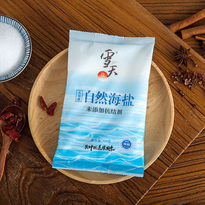 移动端：雪天 未加碘 自然海盐 320g*5袋 11.9元（淘金币可抵1.19元起）