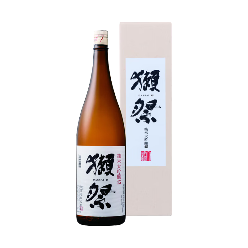 Plus会员：獭祭（Dassai）45四割五分 日本清酒 1.8L 礼盒装 纯米大吟酿 321.1元