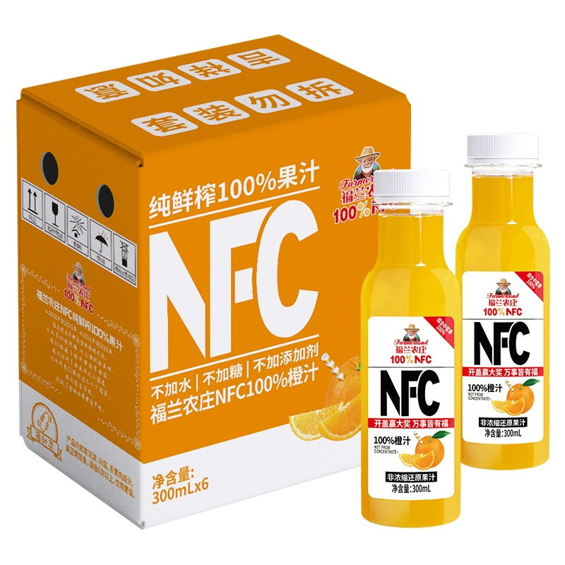 福兰农庄100NFC橙汁300ml*6瓶 券后19.9元