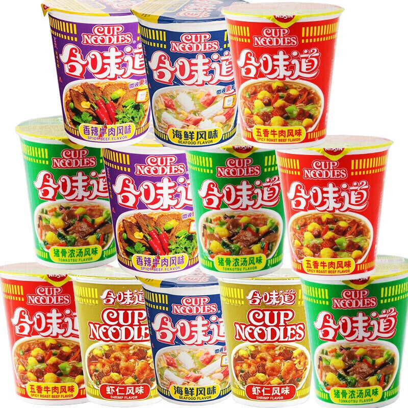 日清食品 合味道方便面 888g 6口味混合12杯装 24.95元（需买2件，需用券）