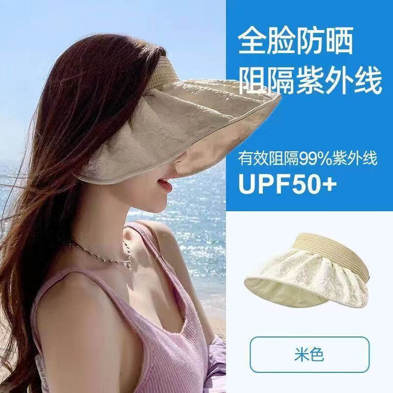 大檐防晒空顶遮阳帽 UPF50+ 16.8元（需用券）