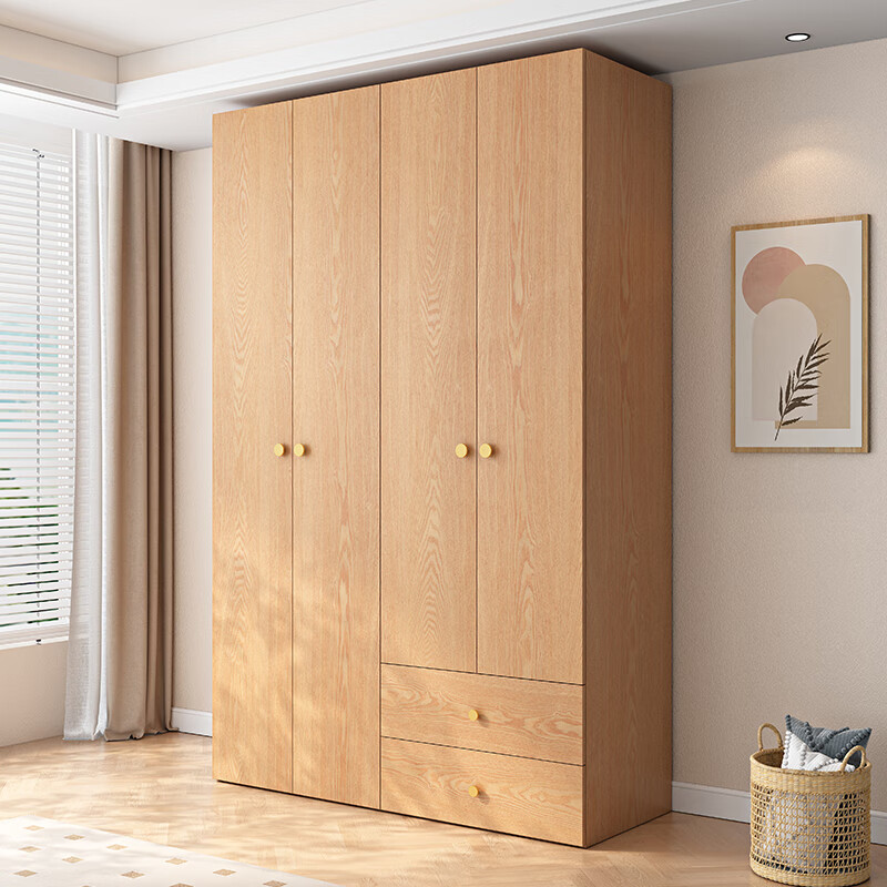 卧室衣橱一门到顶北欧主卧原木风 0.8米两门衣柜（高2.0米） 实木款 1526元（