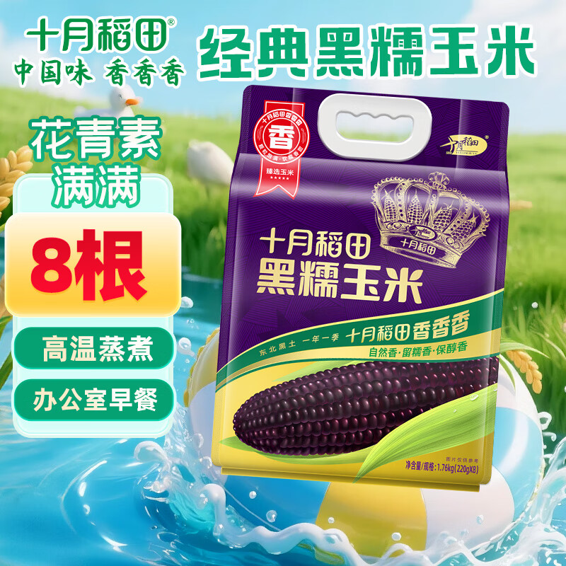 十月稻田 SHI YUE DAO TIAN 黑糯玉米 1.76kg 220g*8根 22.49元