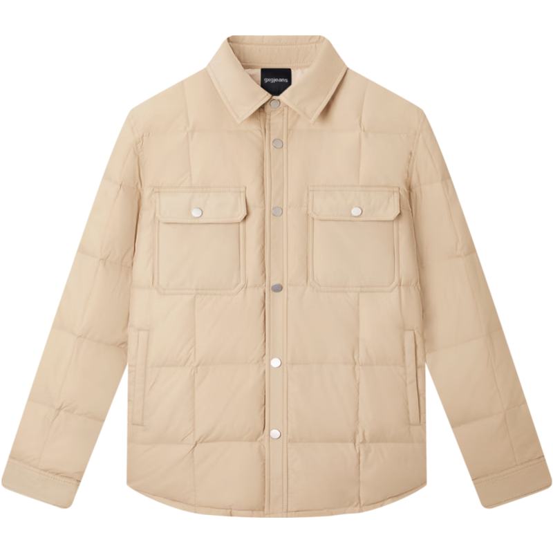 gxgjeans gxg.jeans男装2024年冬季短款翻领纯色轻薄羽绒服 3色可选 卡其色-1 175/L 