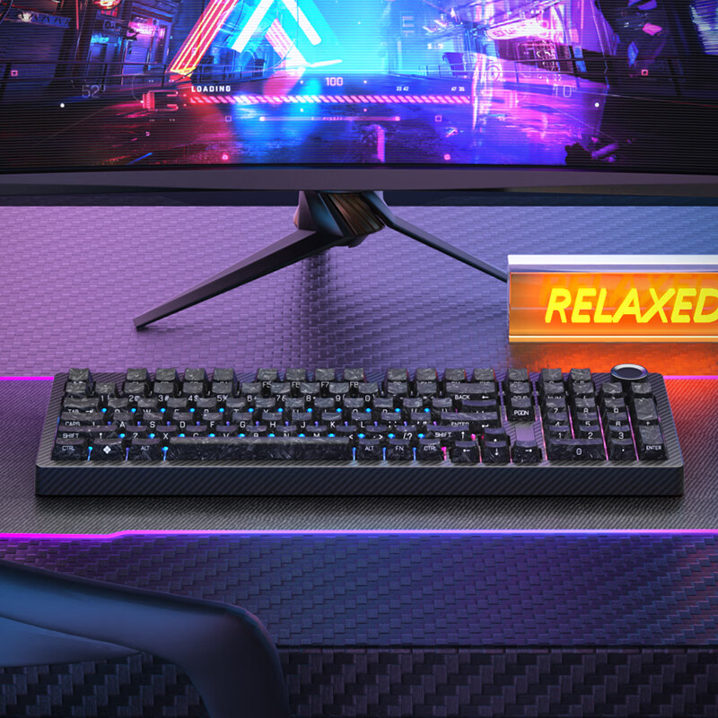 SKN 青龙惊碳 复合碳纤维机械键盘 三模双8K游戏键盘 98配列办公键盘 429元