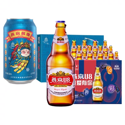 88VIP：YANJING BEER 燕京啤酒 U8小度优爽500ml*12瓶+国潮鲜啤330ml*24听组合装 75.75