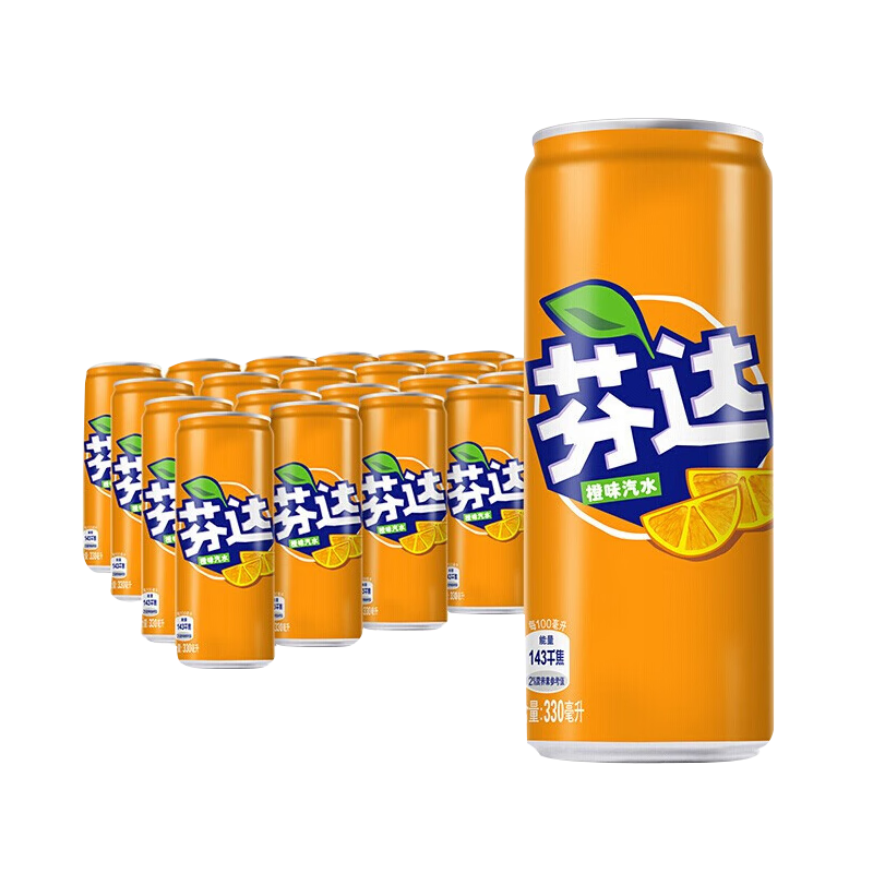PLUS会员：可口可乐（Coca-Cola） 芬达Fanta橙味汽水 摩登罐330ml*24罐 45.36元