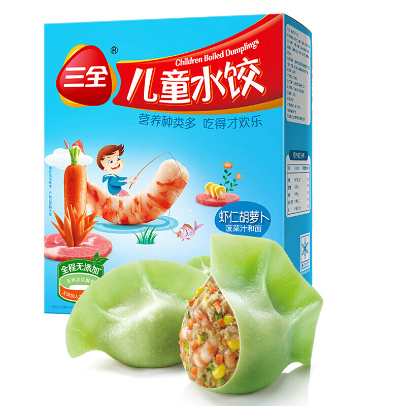 三全 儿童水饺 虾仁胡萝卜味 300g 11.69元（需用券）