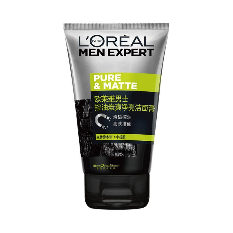 L'OREAL PARIS 男士控油炭爽净亮洁面膏 38.9元