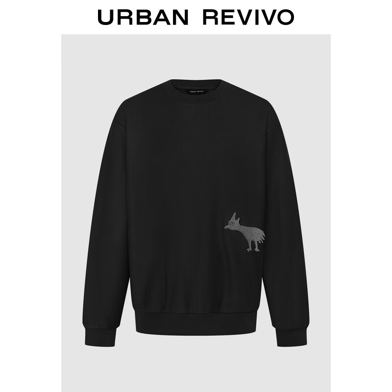 URBAN REVIVO UR2024秋季男装宽松圆领套头卫衣UMM440020 正黑 S 249元（需用券）