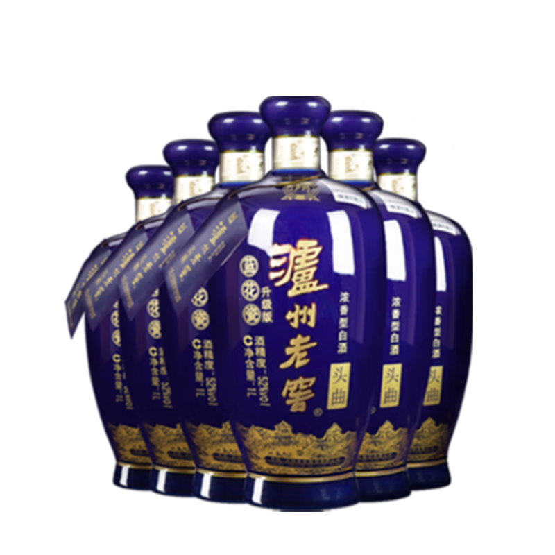 PLUS会员：泸州老窖 蓝花瓷 头曲 52度浓香型白酒 1000ml 6瓶 652.01元包邮（需用