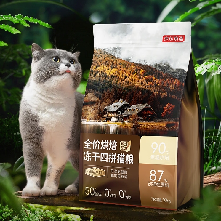 京东京造 烘焙系列 冻干四拼鲜肉猫粮 10kg 349.9元