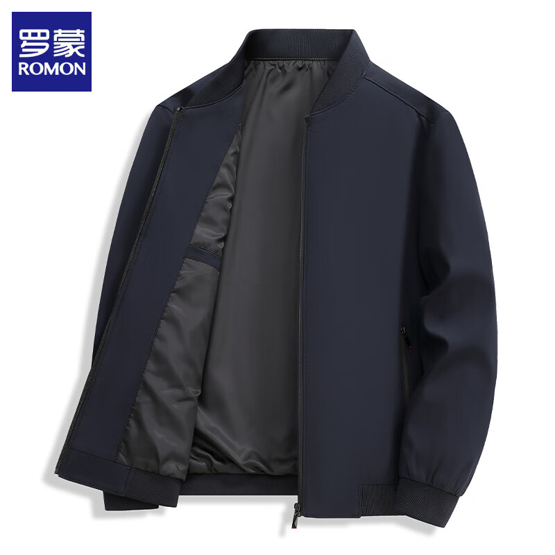 罗蒙 夹克外套男装棒球服上衣 藏青 2XL 65元（需用券）