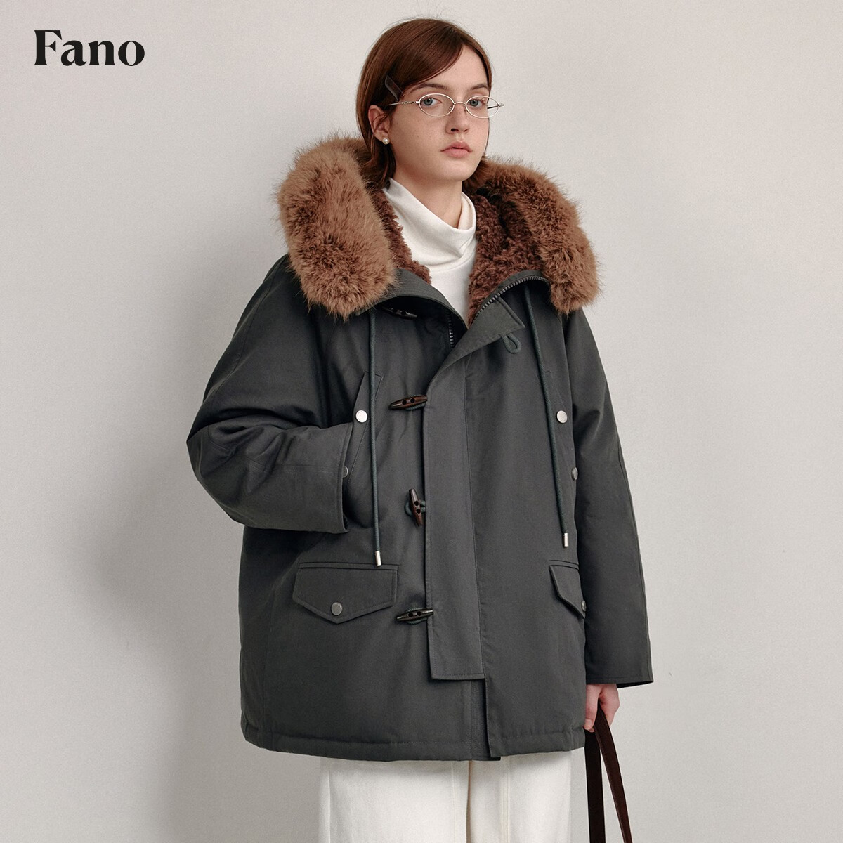 fano studios 白鸭绒连帽羽绒服 苔藓绿第二批 L ￥543