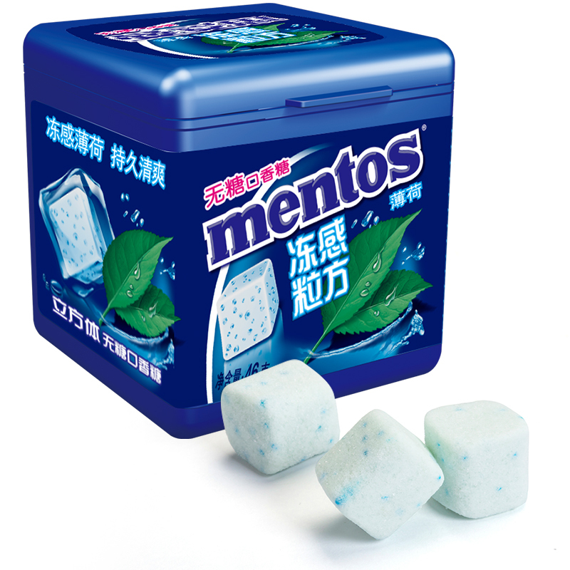 mentos 曼妥思 冻感粒方 无糖口香糖 薄荷味 46g 6.91元（需买4件，需用券）