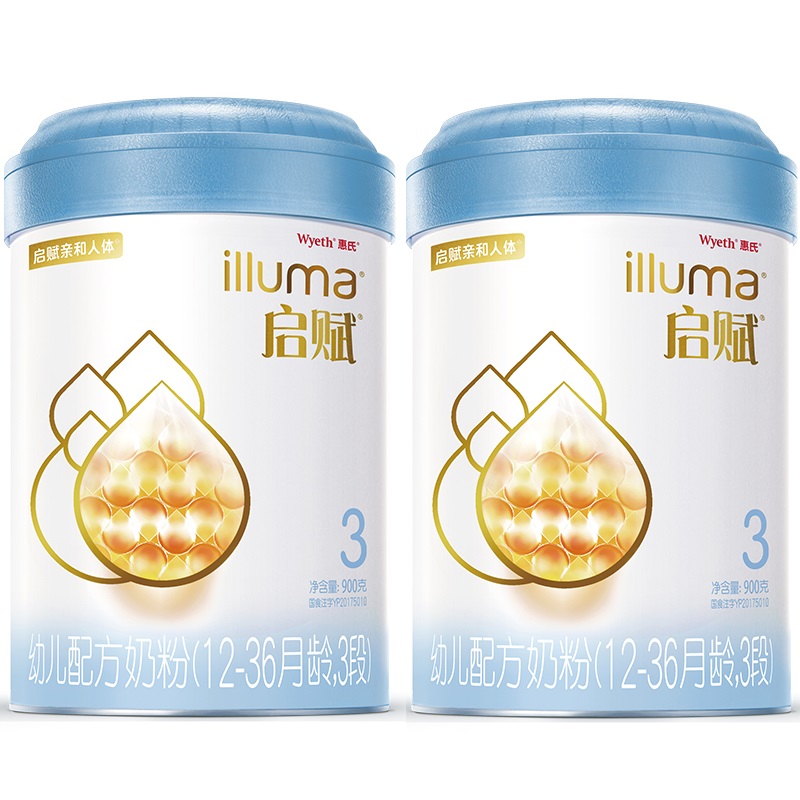 启赋 illuma 惠氏（Wyeth）蓝钻启赋3段幼儿配方奶粉(适用于12-36月)850g 2罐 392.74