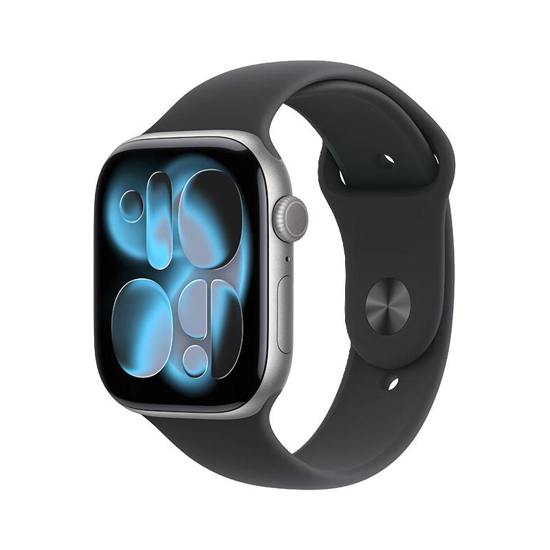 Apple Watch Series 11 智能手表 GPS版 46mm 深空灰色铝金属表壳 黑色运动型表带 M/L