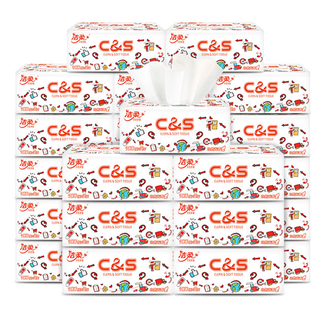 C&S 洁柔 卡通纸巾3层100抽30包自然无香抽纸餐巾纸擦手纸家用整箱装 30包 40.9