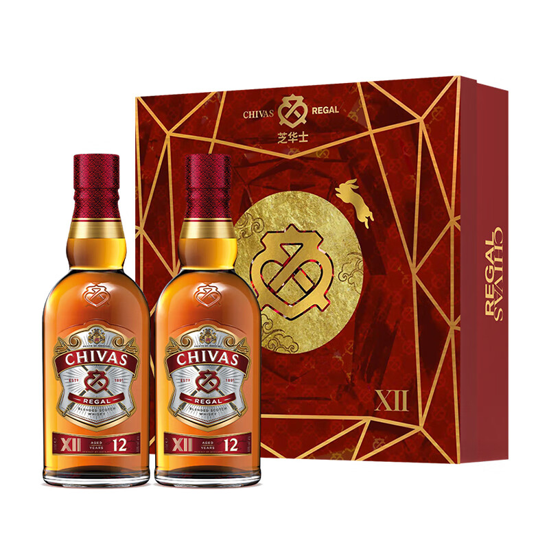 芝华士（Chivas Regal）12年 威士忌 礼盒双支装 500ml*2瓶 166.81元（需领券）