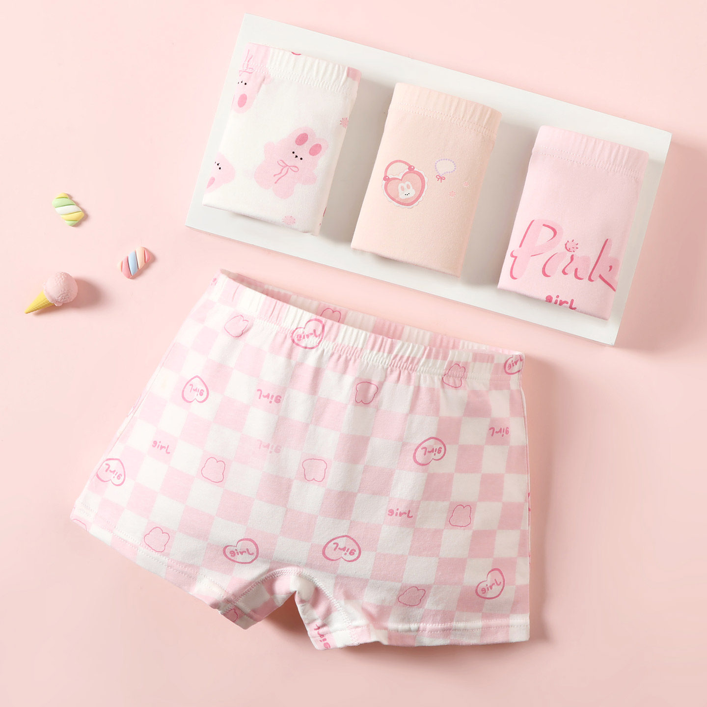 芬腾 纯棉平角内裤女童 4条装 颜色可选 25元（需用券）
