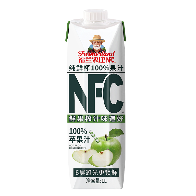 88VIP：福兰农庄 Farmerland 100%纯鲜榨苹果汁 1L 10.15元（需用券）