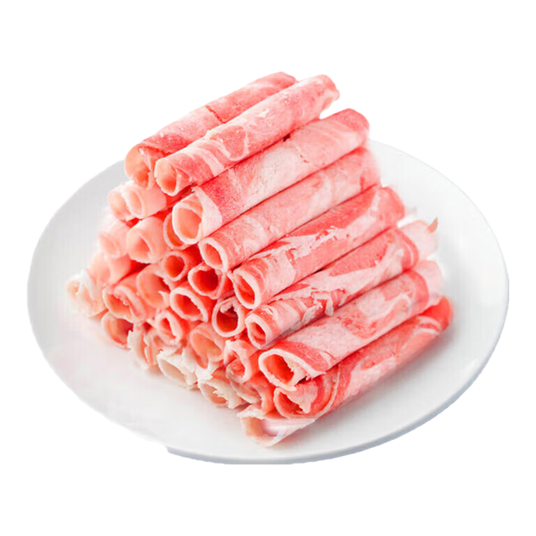 雪花牛肉卷谷饲肥牛卷冷冻调理肥牛肉片非原切火锅涮肉烧烤食材 雪花肥牛