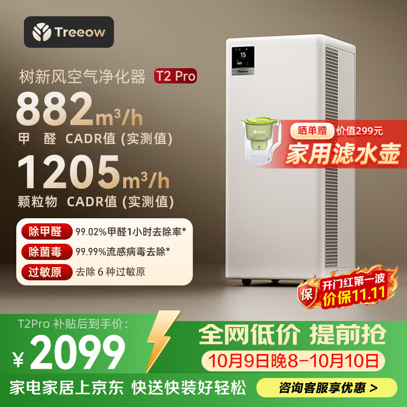 Treeow T2Pro 除甲醛 空气净化器 1898.52元 - 清风线报