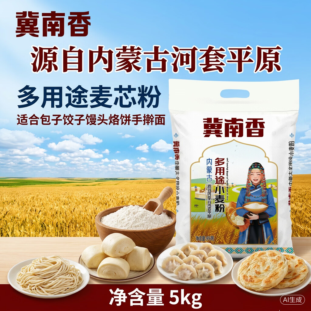 冀南香 面粉内蒙多用途麦芯粉10斤 麦芯粉 内蒙古河套平原小麦 优选多用途10斤 16.95元 - 线报酷