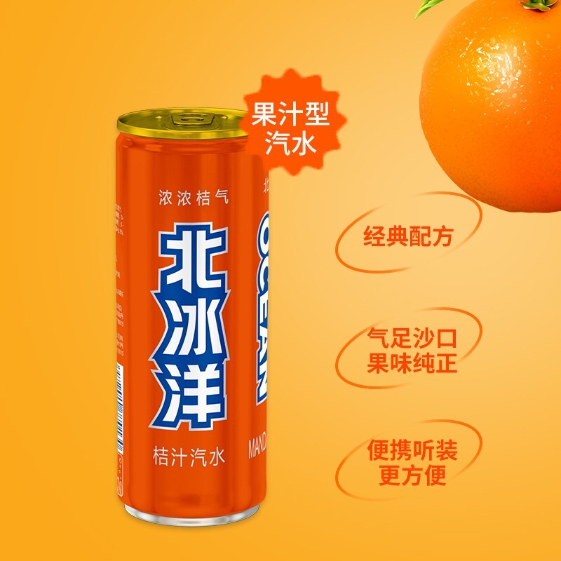 北冰洋桔汁汽水果汁汽水碳酸饮料听装330ml6听179元需买2件共358元
