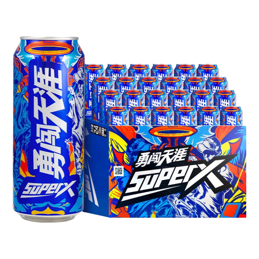 PLUS会员: 雪花啤酒 勇闯天涯 superX 500ml*24听 83.24元包邮（赠老街口花生一袋42