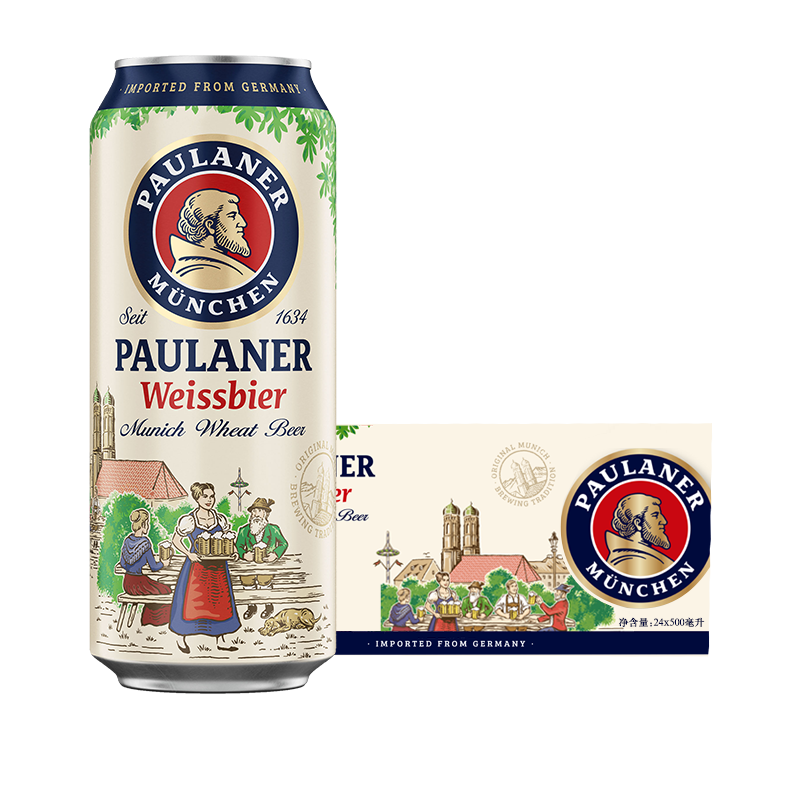 再降价：保拉纳（Paulaner）柏龙 经典小麦白啤 500ml*24听 德国进口＋凑单品 16