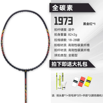 KAWASAKI 川崎 1973系列 全碳素超轻羽毛球拍 黑红金 ￥159