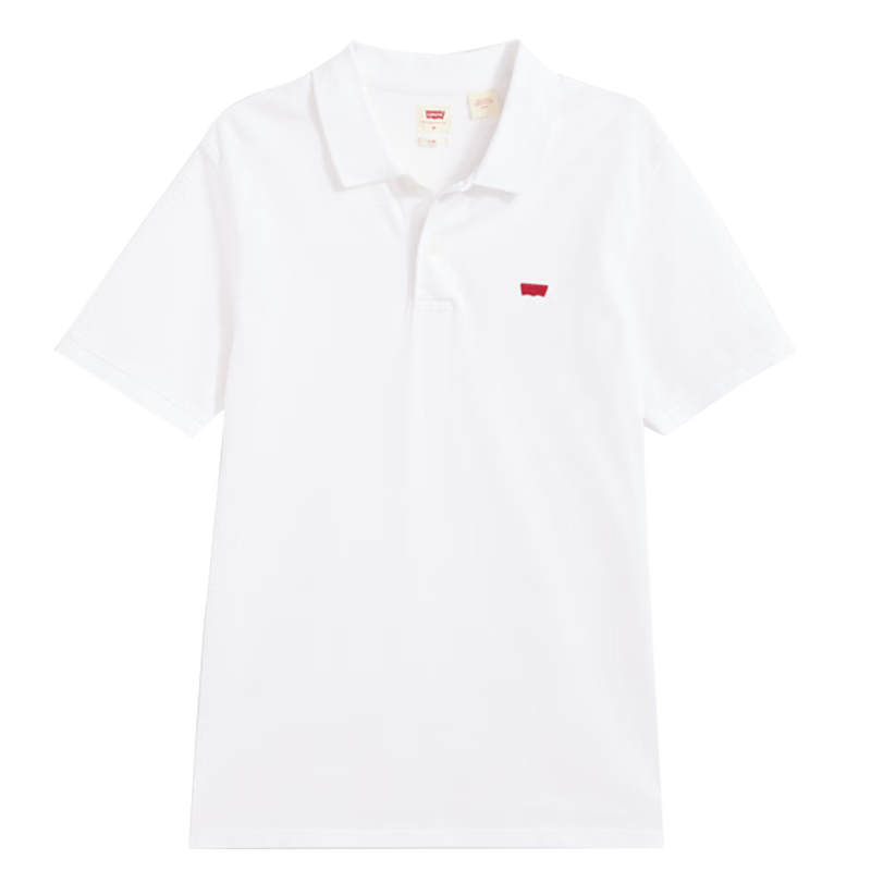 PLUS会员：Levis 李维斯 24夏季男士复古时尚针织短袖POLO衫 白色 A4842-0002+凑单
