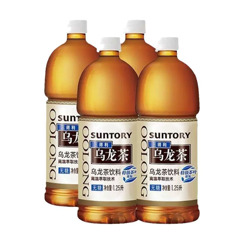 SUNTORY 三得利 乌龙茶1.25L*4瓶散装大瓶家用休闲乌龙茶饮料 ￥36.4