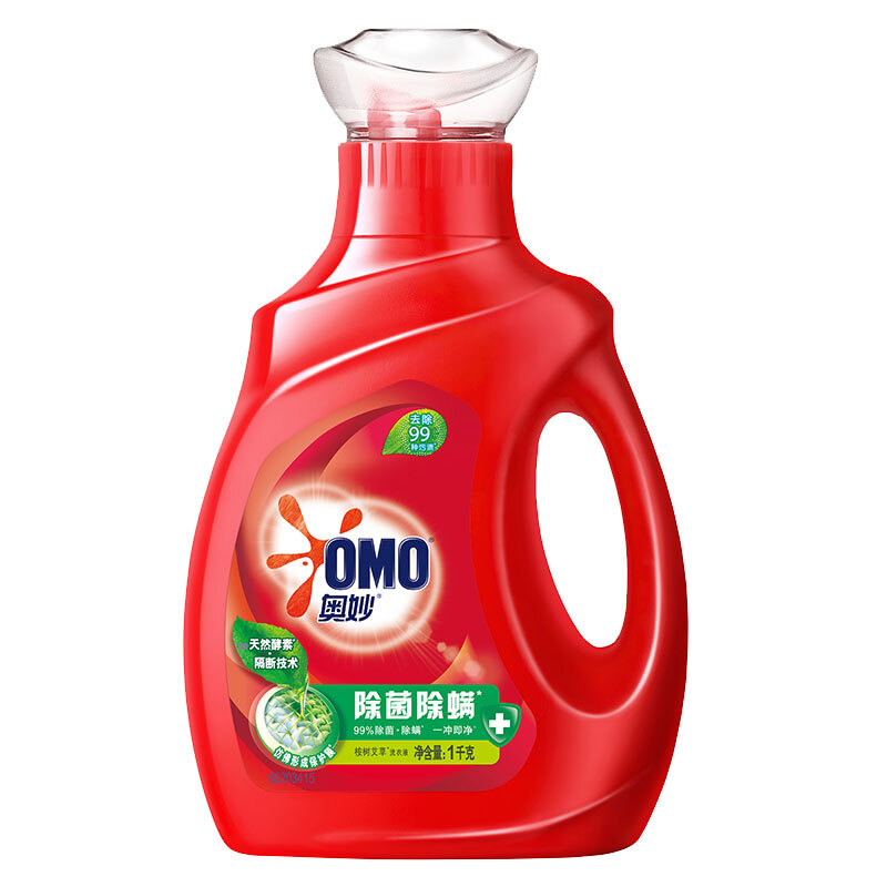 OMO 奥妙 除菌除螨洗衣液 1kg 桉树艾草香 9.06元