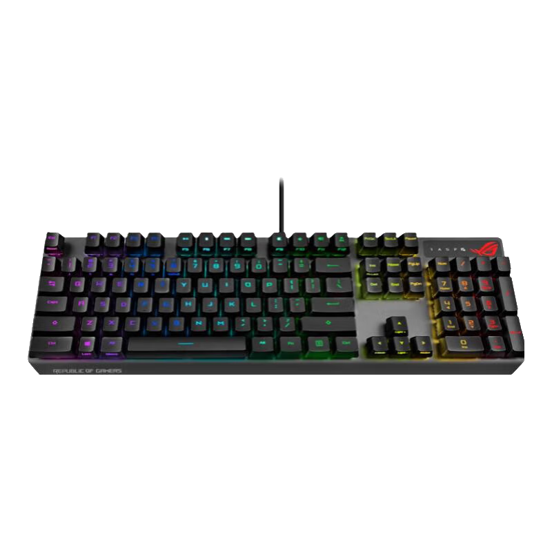 ROG 游侠RX PBT版 机械键盘 光学触发机械红轴RGB背光 防水防尘 104键黑色RX光轴 496.51元