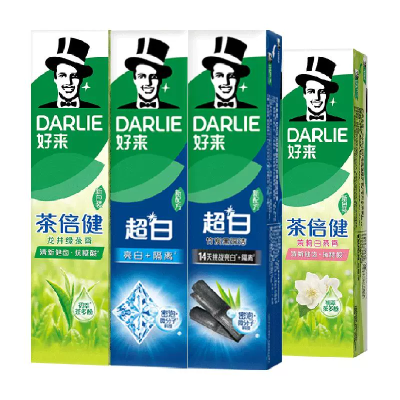 DARLIE 好来 原黑人)牙膏超白茶家庭套装190g*4支 ￥30.64