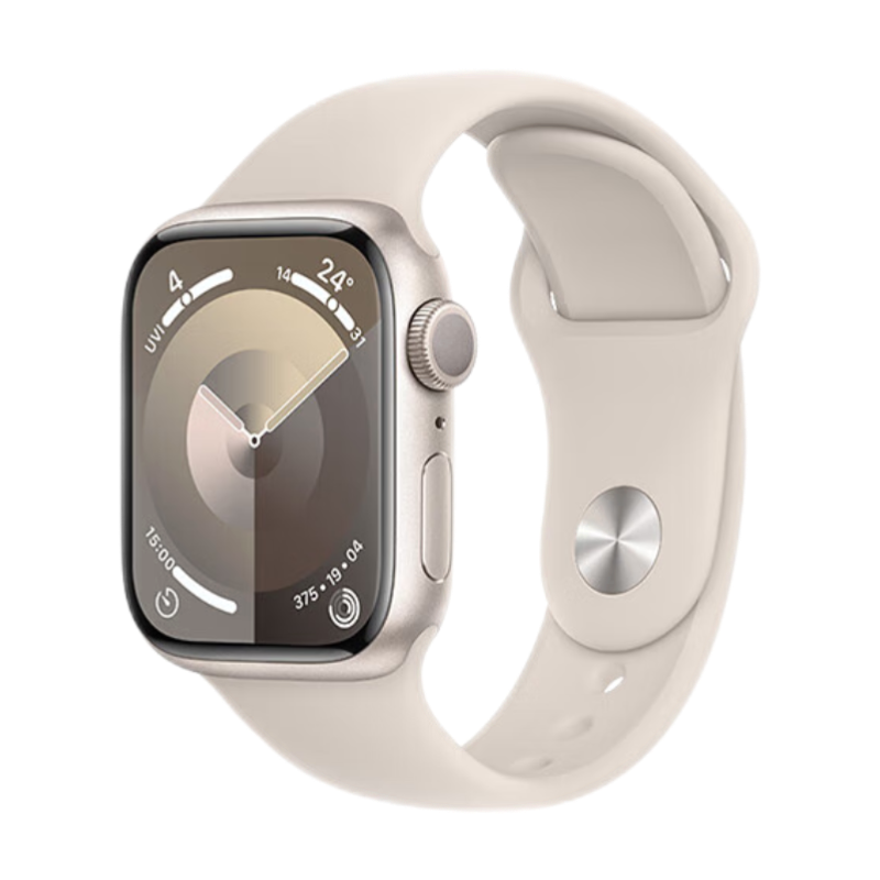 PLUS会员： Apple 苹果 Watch Series 9 智能手表 GPS款 41mm 星光色 橡胶表带 M/L 2484.51元包邮（需用券）