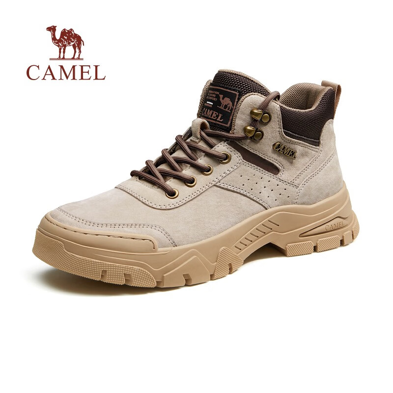 CAMEL 骆驼 丁真同款2023冬季新款舒软磨砂牛皮止滑耐磨厚底工装靴男 G13W076017