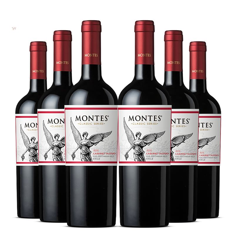 MONTES 蒙特斯 经典赤霞珠红酒葡萄酒750ml*6整箱圣诞礼物智利原瓶进口 376元（