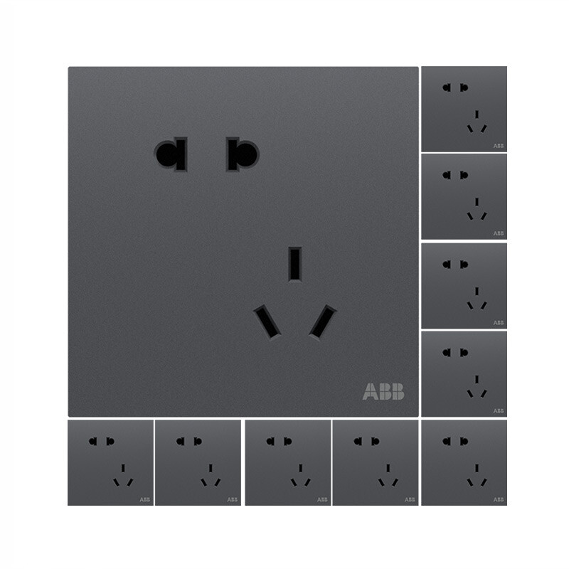 ABB 盈致系列 CA205-MG 斜五孔插座 太空灰 10只装 298元