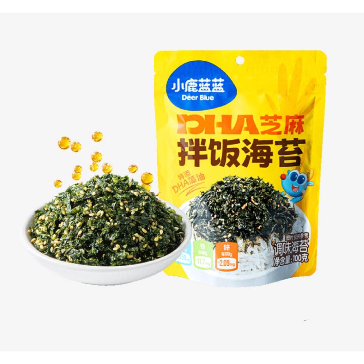 小鹿蓝蓝 儿童宝宝DHA芝麻拌饭海苔100g/袋 6.83元包邮（需试用）