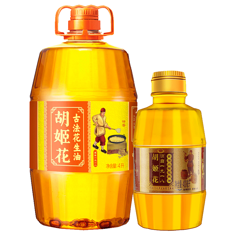 胡姬花 古法花生油4L+古法小榨花生油400ML组合装 89.7元(需用券)