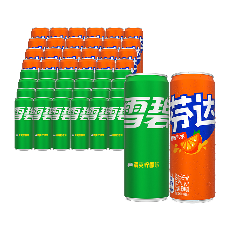 88VIP：可口可乐 Coca-Cola 雪碧经典原味摩登罐330ml*24罐+芬达原味经典摩登罐330