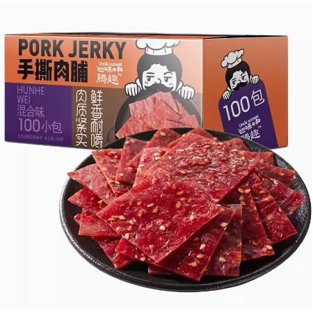 临期品：腾趣 高蛋白猪肉脯 358g（约100-110包） 13.9元包邮（需用券，可用签