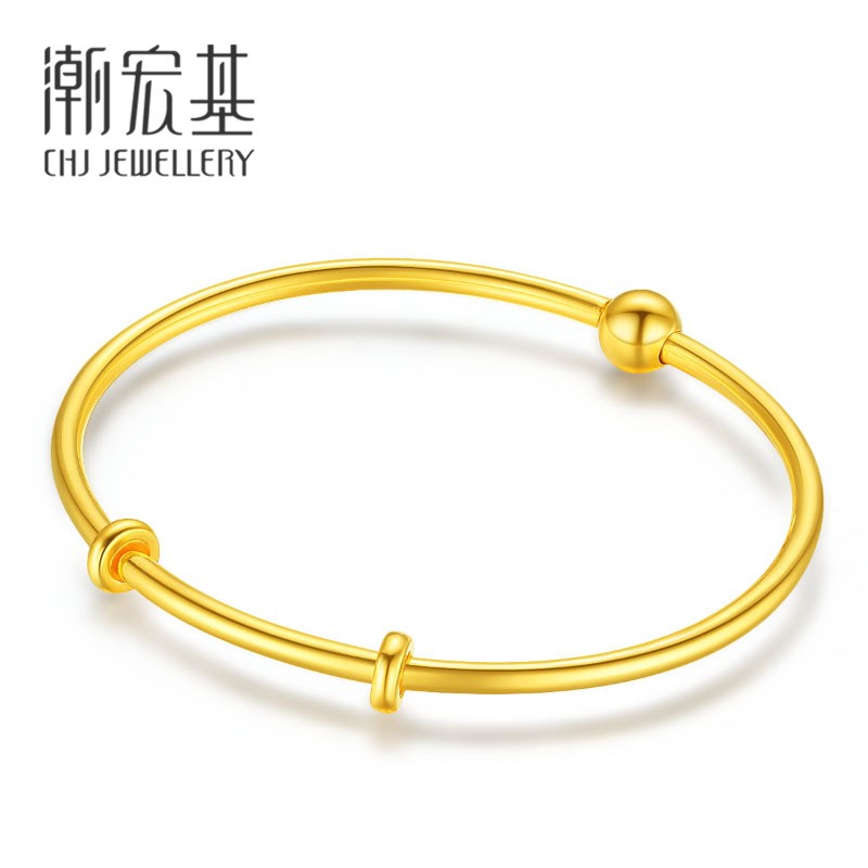 七夕好礼：CHJ JEWELLERY 潮宏基 足金手镯金镯子空心计价 约8.9g 5250.42元包邮