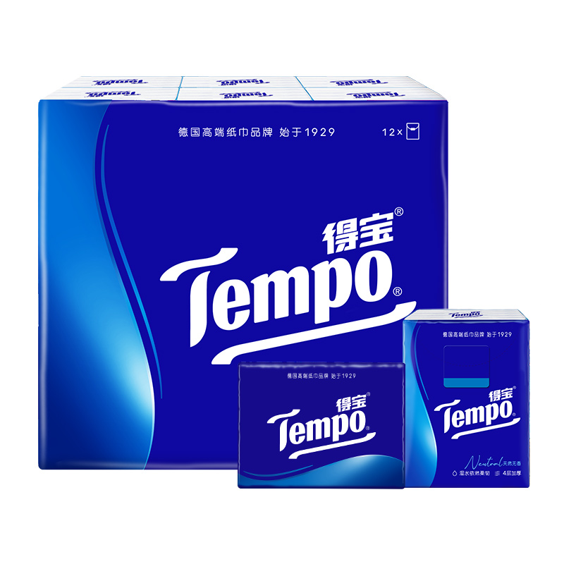 88VIP：Tempo 得宝 经典加厚手帕纸 4层7张12包 2.18元