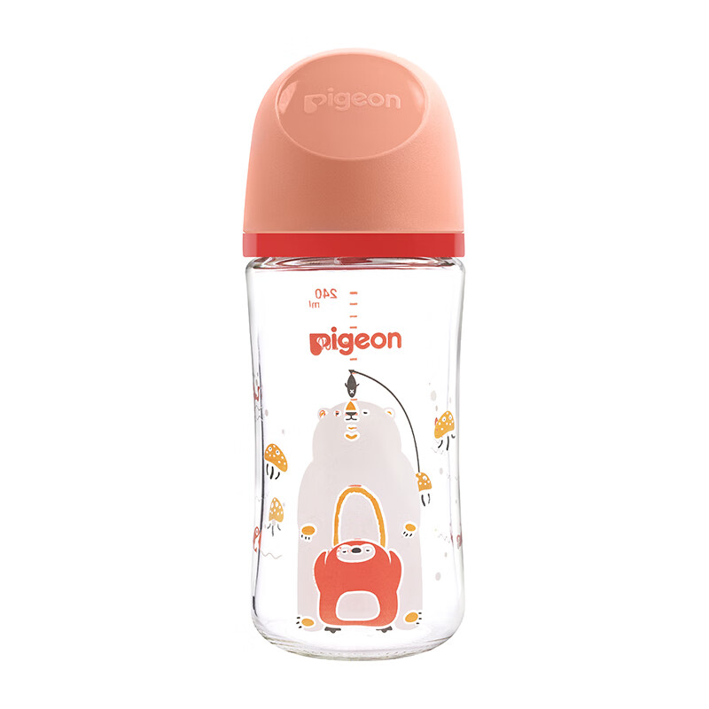 贝亲 奶瓶新生婴儿玻璃材质宽口径奶瓶自然实感第3代 240ml 6-9月 带L奶嘴（